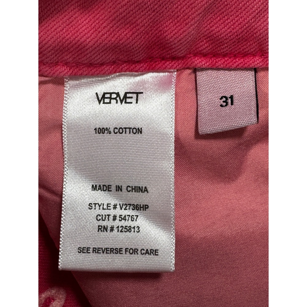 NWT Vervet Womens Leslie 90s Vintage Flare Distressed Pink Jeans 31 Meas: 34x26 - Picture 6 of 7